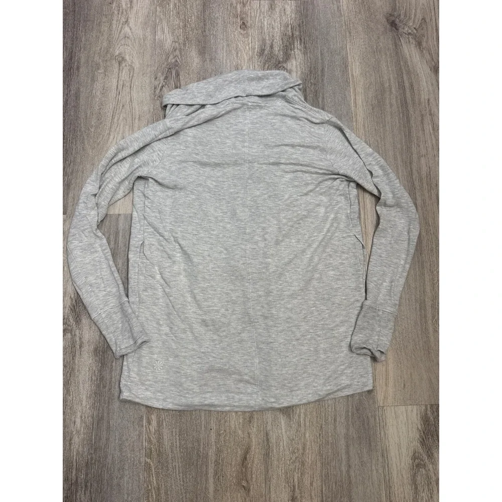 Athleta Pranayama Wrap Heathered Gray Open Front Cardigan XXS Thumbholes Shawl